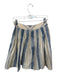 Maeve Size 4 Cream & Blue Cotton Side Zip Striped Pleat Skirt Cream & Blue / 4