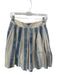 Maeve Size 4 Cream & Blue Cotton Side Zip Striped Pleat Skirt Cream & Blue / 4