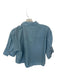 J Crew Size 6 Slate Blue Cotton Cap Sleeve Crop pocket Button up Top Slate Blue / 6