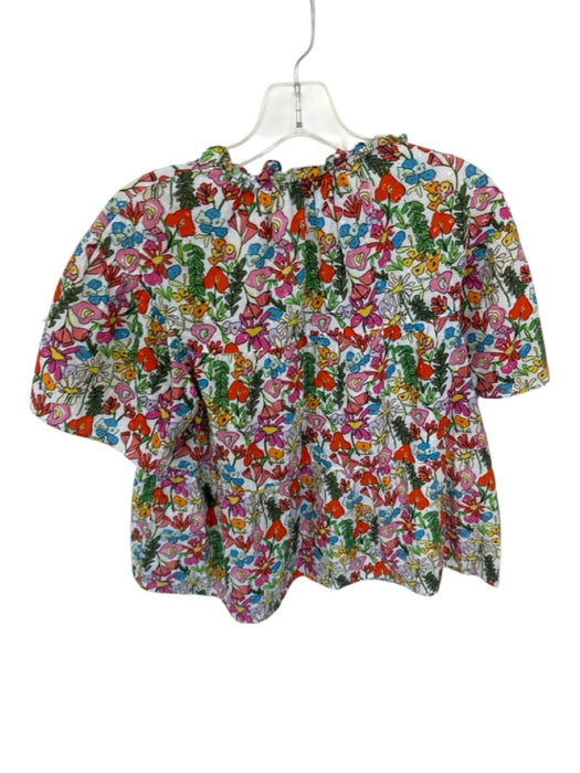 Crosby Size XS White & Multi Cotton swiss dot Floral Short Sleeve Top White & Multi / XS