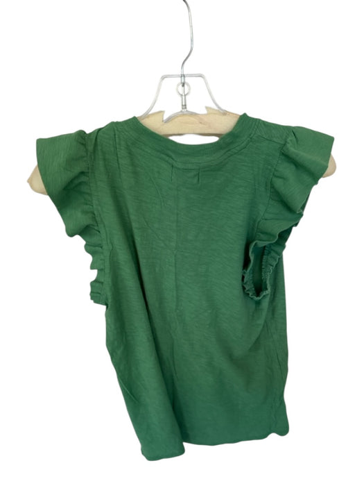 Nation Size S Emerald Green Cotton Ruffle Sleeves Crew Neck Heathered Top Emerald Green / S