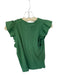 Nation Size S Emerald Green Cotton Ruffle Sleeves Crew Neck Heathered Top Emerald Green / S