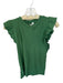 Nation Size S Emerald Green Cotton Ruffle Sleeves Crew Neck Heathered Top Emerald Green / S