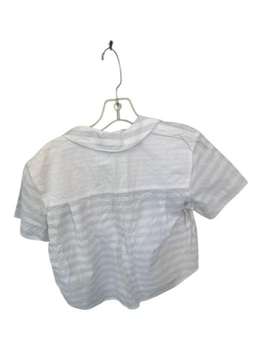 Madewell Size S White & Gray Cotton Stripe Pattern Block Short Sleeve Top White & Gray / S
