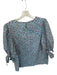 Hyacinth House Size S Blue, Pink & Red Cotton Micro Floral Short Puff Sleeve Top Blue, Pink & Red / S
