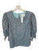 Hyacinth House Size S Blue, Pink & Red Cotton Micro Floral Short Puff Sleeve Top Blue, Pink & Red / S