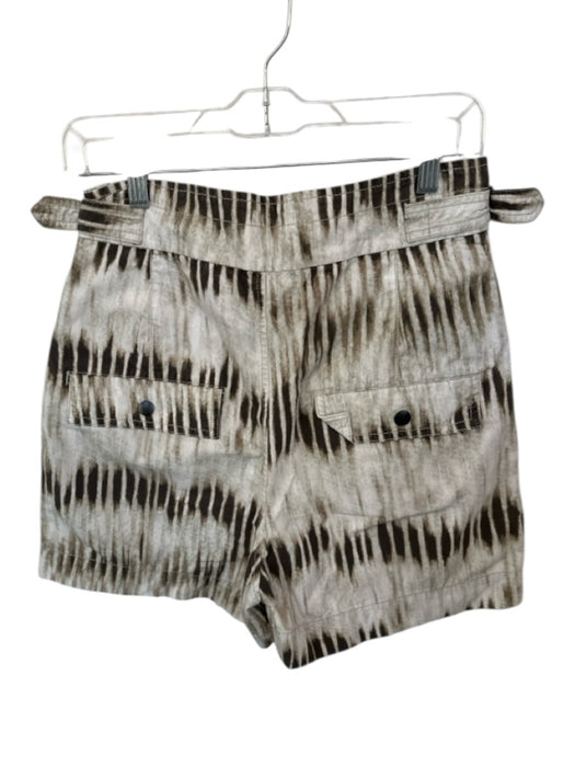 Isabel Marant Size 38/S Brown & Beige Cotton Ikat Paperbag Waist Shorts Brown & Beige / 38/S