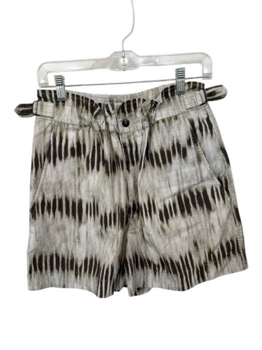 Isabel Marant Size 38/S Brown & Beige Cotton Ikat Paperbag Waist Shorts Brown & Beige / 38/S
