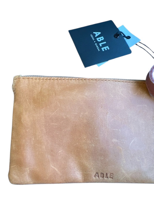 ABLE Orange & Pink Leather Wristlet Zip Close Inner Pockets Clutch Orange & Pink