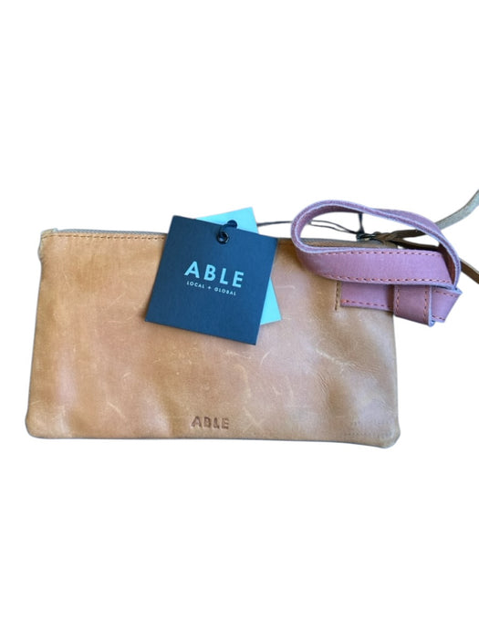 ABLE Orange & Pink Leather Wristlet Zip Close Inner Pockets Clutch Orange & Pink