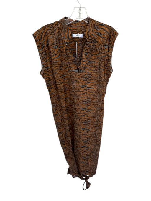 Roseanna Size 36/S Brown & Black Cotton Sleeveless Belted Tiger Print Maxi Dress Brown & Black / 36/S