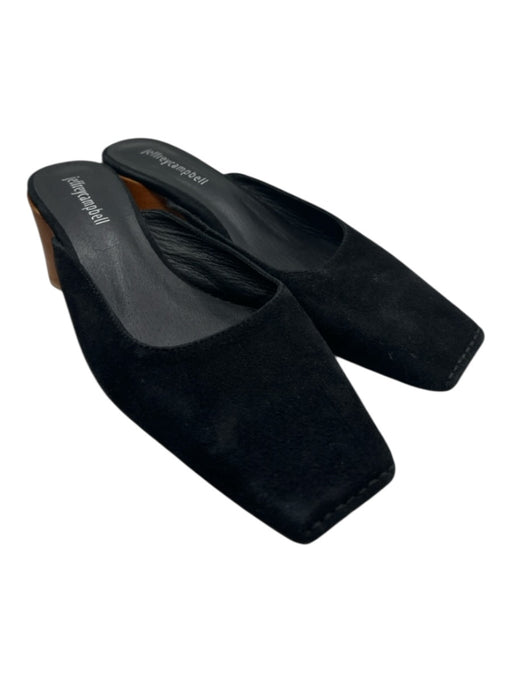 Jeffrey Campbell Shoe Size 8.5 Black & Brown Suede Wood Heel Square Toe Mules Black & Brown / 8.5
