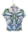 J. McLaughlin Size S Blue & Green Nylon Blend Short Sleeve Buckles Collar Top Blue & Green / S