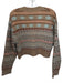 Zara Size S Brown & Multi Polyester Blend Abstract Stripes V Neck Sweater Brown & Multi / S