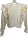 &merci Size M Cream Acrylic Knit V Neck Button Up Ruffle Long Sleeve Sweater Cream / M