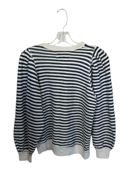 The Great Size 0 Black & White Cotton Stripes Crew Neck Long Sleeve Top Black & White / 0