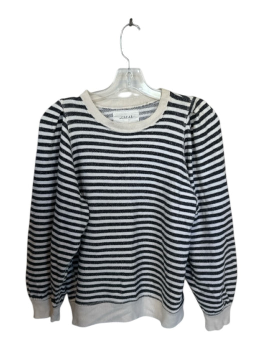 The Great Size 0 Black & White Cotton Stripes Crew Neck Long Sleeve Top Black & White / 0