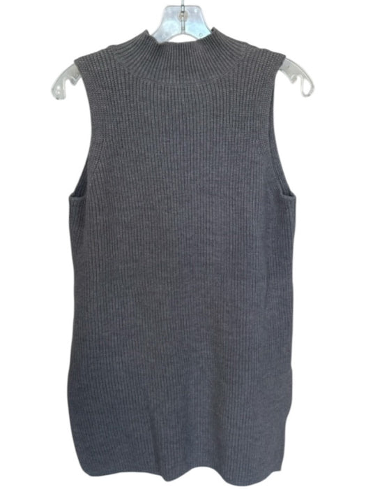 White + Warren Size M Grey Cotton Blend Knit Sleeveless high neck Mini Dress Grey / M