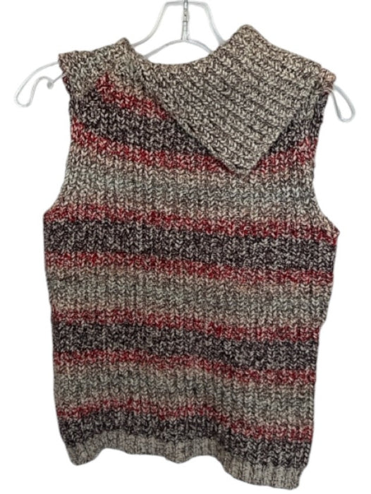 J Crew Size Est S Brown & Multi Crochet Flap Collar Sleeveless Sweater Brown & Multi / Est S