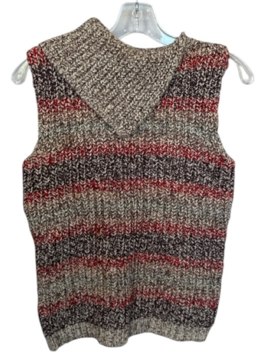 J Crew Size Est S Brown & Multi Crochet Flap Collar Sleeveless Sweater Brown & Multi / Est S