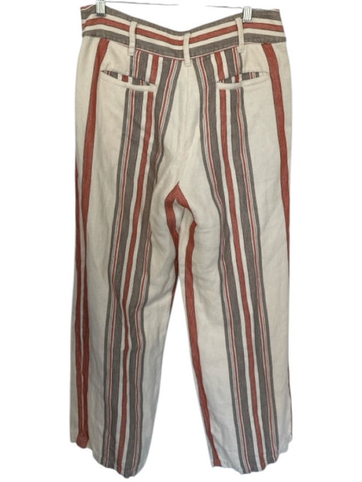 REBECCAMINKOFF Size 10 Cream & Orange Cotton Blend Stripes Back Pockets Pants Cream & Orange / 10