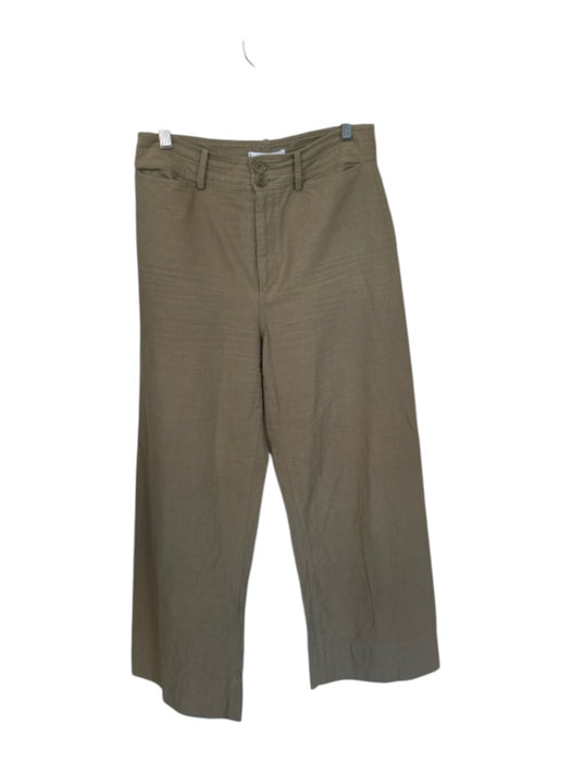 Apiece Apart Size 8 Moss Green Cotton Two Button Belt Loops Wide Leg Pants Moss Green / 8