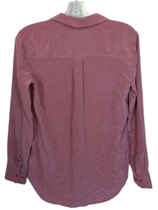 Equipment Size S Rose Silk Collar Button Down Front Pockets Long Sleeve Top Rose / S