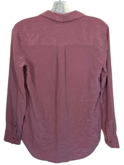 Equipment Size S Rose Silk Collar Button Down Front Pockets Long Sleeve Top Rose / S
