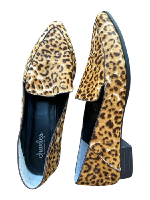 Charles Shoe Size 8.5 Orange & Brown Leather Pointed Toe Cheetah Print Loafers Orange & Brown / 8.5