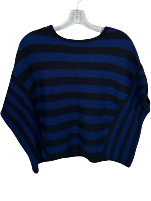 Free People Size SP Black & Navy Acrylic Blend Stripes Sleeveless Wide cut Top Black & Navy / SP