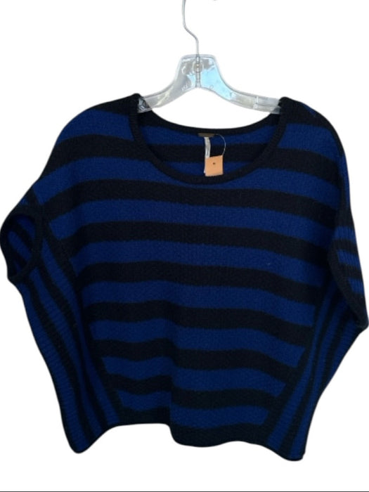 Free People Size SP Black & Navy Acrylic Blend Stripes Sleeveless Wide cut Top Black & Navy / SP