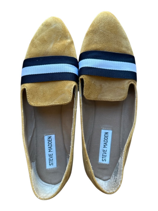 Steve Madden Shoe Size 8.5 Tan & Navy Blue Suede Leather Upper Stripe Flats Tan & Navy Blue / 8.5