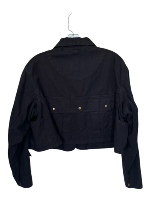 Banana Republic Size M Black Cotton Front Pocket Collar Button Front Jacket Black / M