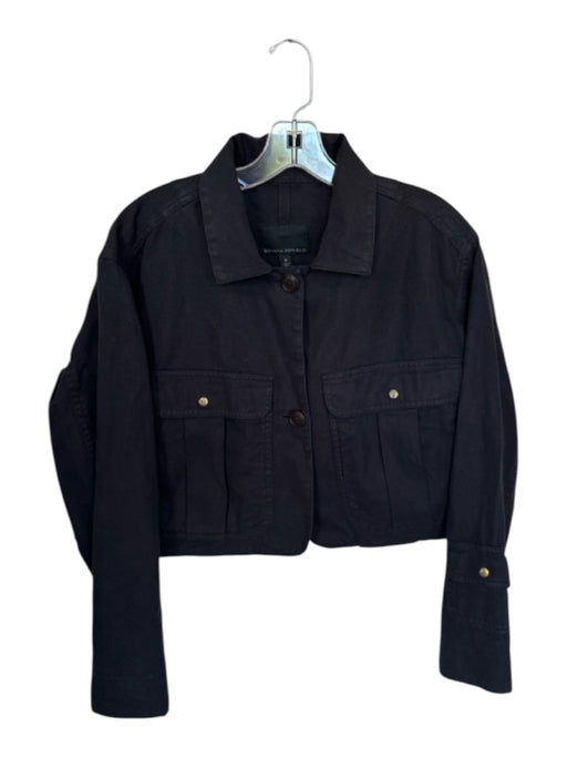 Banana Republic Size M Black Cotton Front Pocket Collar Button Front Jacket Black / M
