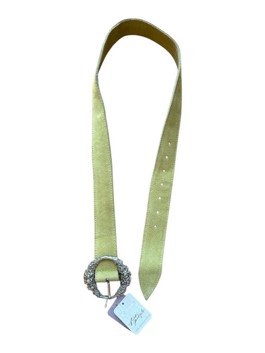 Free People Chartereuse Suede Silver Buckle Floral design Wide Belts Chartereuse / S/M