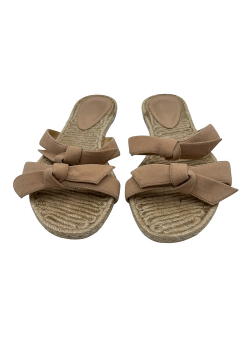 Alexandre Birman Shoe Size 36.5 Blush Beige Leather open toe Slide Espadrille Blush Beige / 36.5