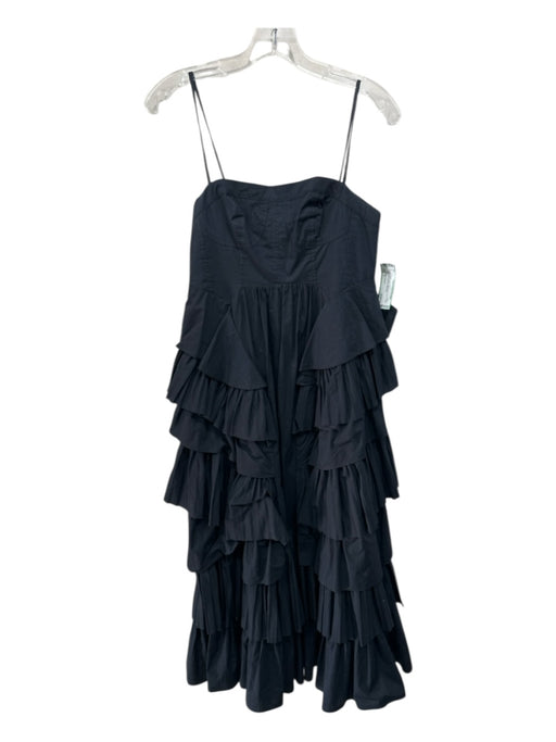 Ulla Johnson Size 2 Black Cotton Sleeveless Tiered Ruffle Midi Dress Black / 2