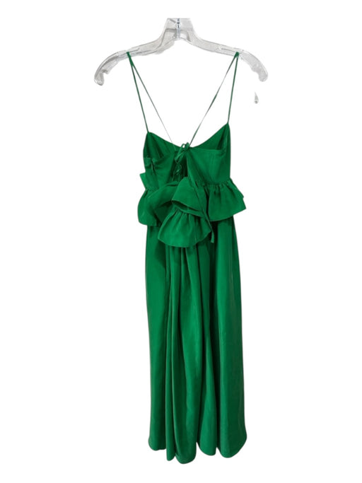 Ulla Johnson Size 2 Green Silk Sleeveless Tie Neck Tiered Ruffle Dress Green / 2
