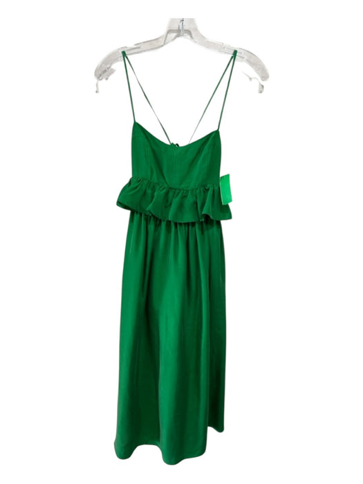 Ulla Johnson Size 2 Green Silk Sleeveless Tie Neck Tiered Ruffle Dress Green / 2