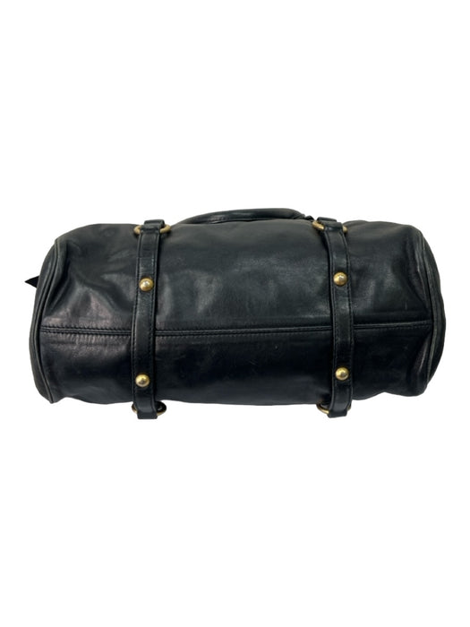 Miu Miu Black Leather Double Top Handle Crossbody Gold Hardware Top Zip Bag Black / L
