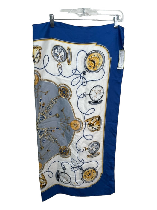 Rolex Blue White Gold Silk Square Watch Print Rolled Edges scarf Blue White Gold / One Size