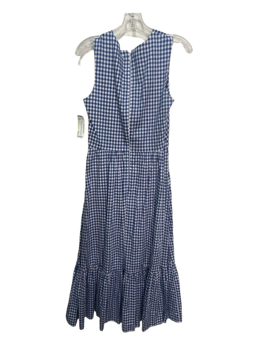 Shoshanna Size 0 Blue & White Cotton Gingham Tie Front Sleeveless Midi Dress Blue & White / 0