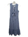 Shoshanna Size 0 Blue & White Cotton Gingham Tie Front Sleeveless Midi Dress Blue & White / 0