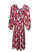 Alix of Bohemia Size S Red & White Cotton Floral V Neck Long Puff Sleeve Dress Red & White / S