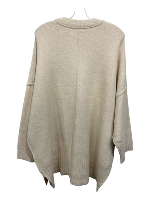 Free People Size L Cream Nylon & Viscose Crew Neck Ribbed Side Slit Sweater Cream / L