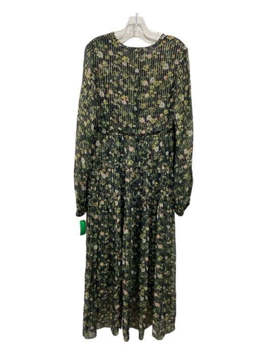 Rococo Sand Size M Green & Black Viscose Metallic Thread hi lo Floral Dress Green & Black / M