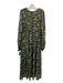 Rococo Sand Size M Green & Black Viscose Metallic Thread hi lo Floral Dress Green & Black / M