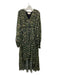 Rococo Sand Size M Green & Black Viscose Metallic Thread hi lo Floral Dress Green & Black / M