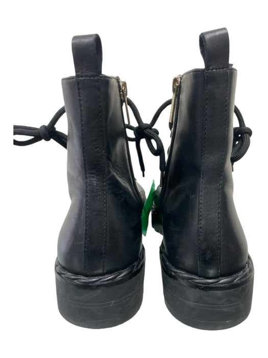 Gianni Bini Shoe Size 10 Black Leather Almond Toe Laces Inner Side Zip Booties Black / 10