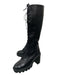 Gianni Bini Shoe Size 9 Black Leather Laces Knee High Inner Side Zip Boots Black / 9